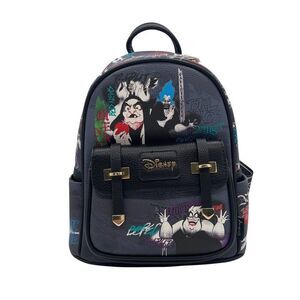 WondaPop Disney Villains 11" Black Vegan Pebble Leather Fashion Mini Backpack